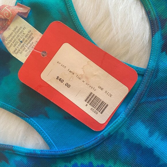 Tie Dye Crystal Encrusted Peace Tank Top - Picture 9 of 11